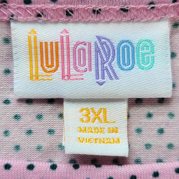 NWT LuLaRoe Gigi Top 3XL - Pink and Hunter Green Tiny Polka Dots - Picture 6 of 7